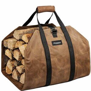 Firewood Carrier Log Tote Bag Stands Up for Easy Wood Loading Large Heavy Duty